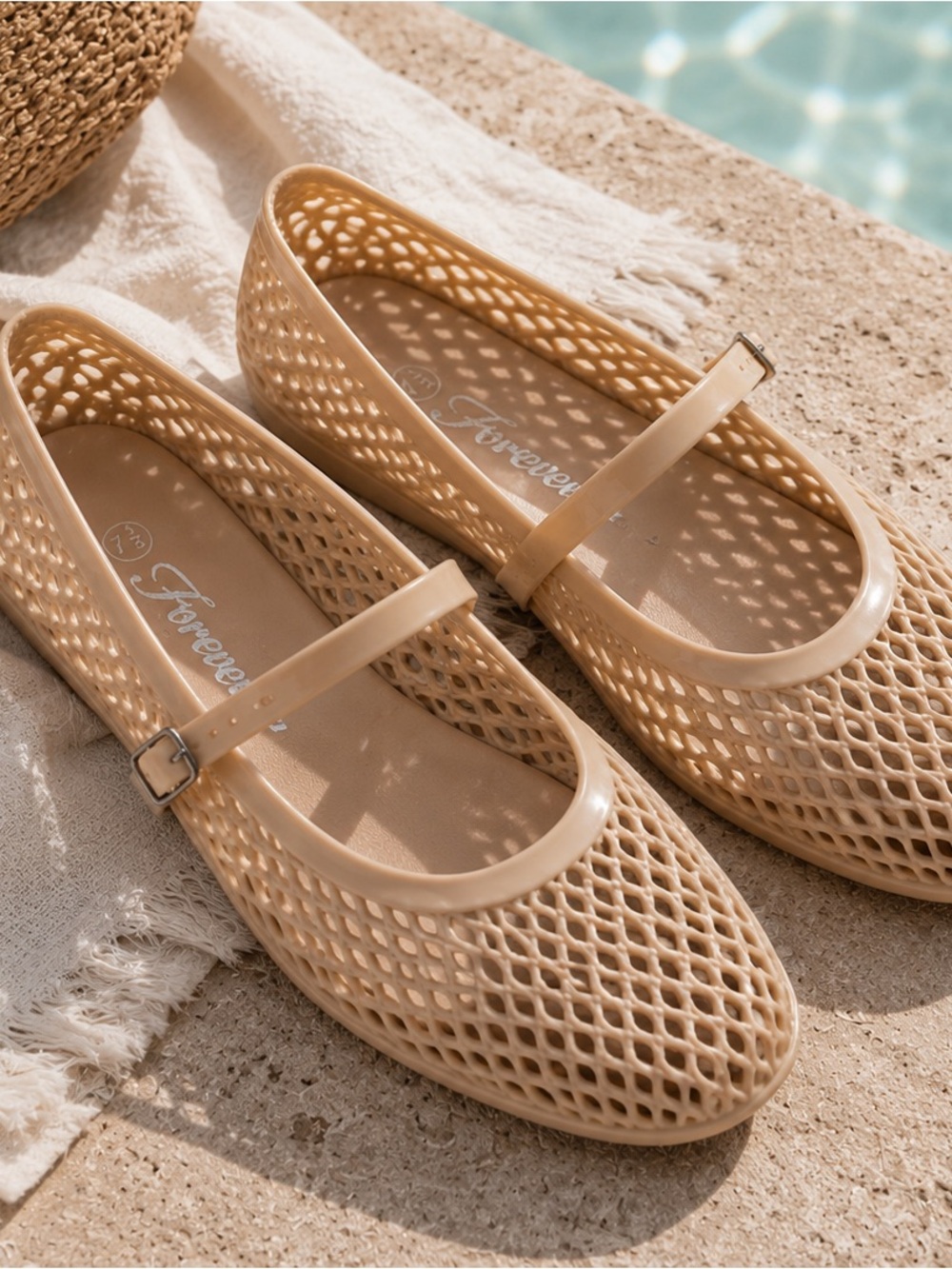 Nude Woven Mesh Mary Jane Ballet Flats | Fisherman Flats NWT Size 9